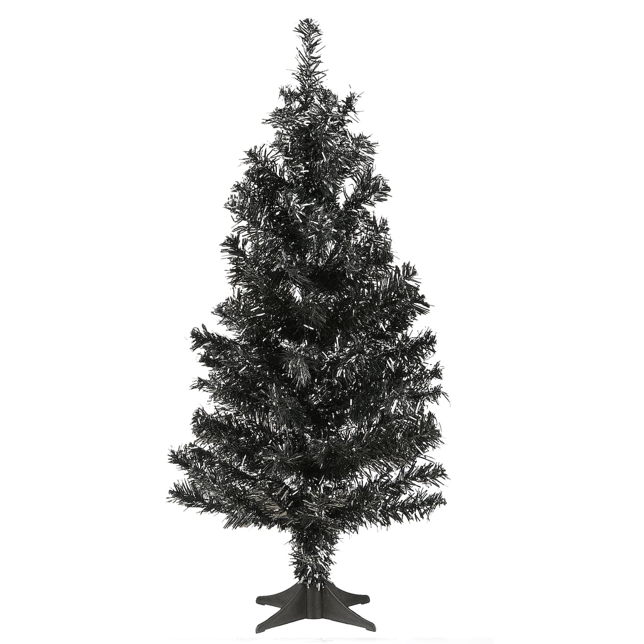 24" Unlit Black Tinsel Artificial Christmas Tree